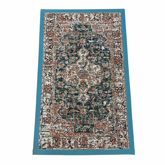 World Rug Gallery Teal Flatweave Rectangular Rug - Picture 4 of 10